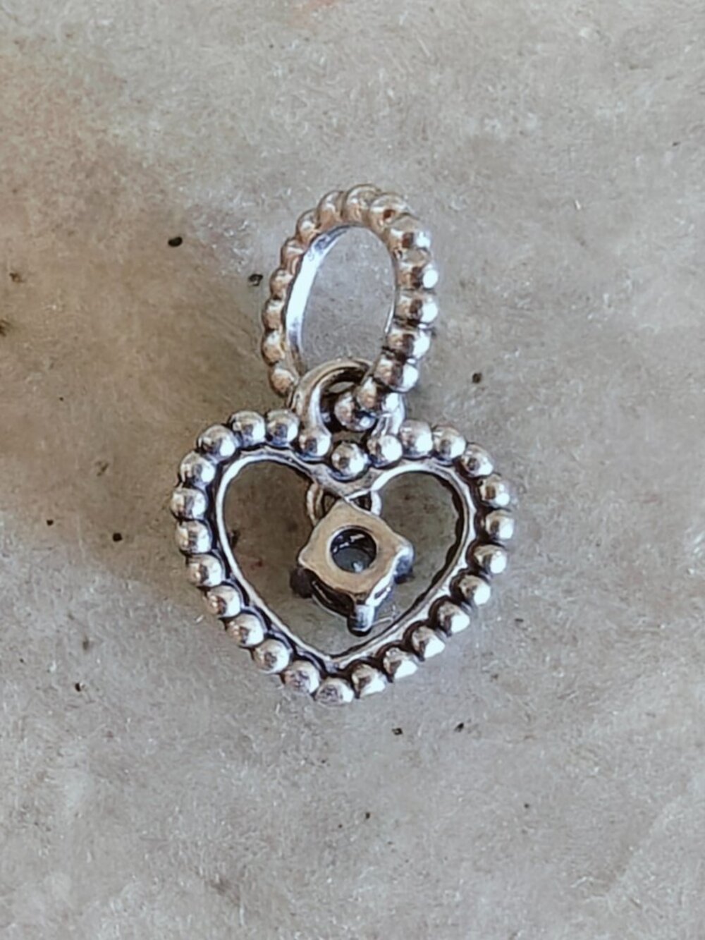 Pandora Sky Blue Beaded Heart Dangle Charm Sterling Silver 798854C07 - Picture 3 of 3